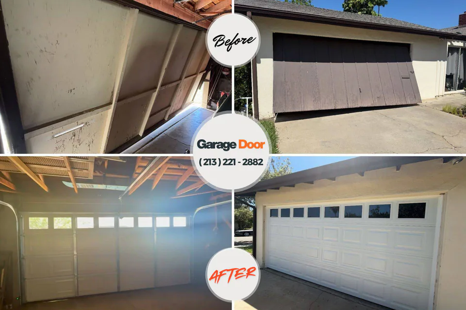 Before and after: garage door repair Fort Oglethorpe, GA